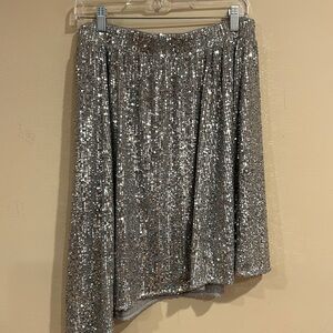 FREE PEOPLE (NWT $128) Asymmetrical/Hi-Lo Sequin Skirt, Size: L 🤩